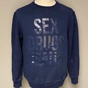 PRPS Dark Blue Crewneck Sweater with Bold Blue Text (sz 2XL)